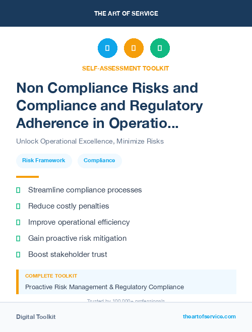 Non Compliance Risks and Compliance and Regulatory Adherence in Operational Excellence Kit