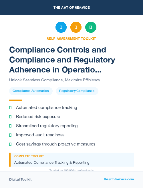 Compliance Controls and Compliance and Regulatory Adherence in Operational Excellence Kit