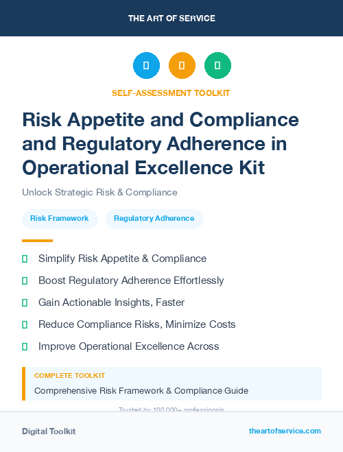 Risk Appetite and Compliance and Regulatory Adherence in Operational Excellence Kit
