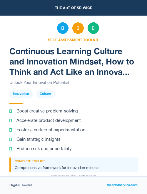 Continuous Learning Culture and Innovation Mindset, How to Think and Act Like an Innovator Kit