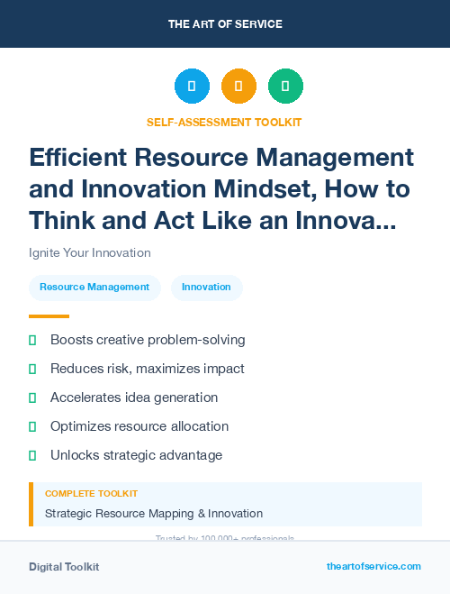 Efficient Resource Management and Innovation Mindset, How to Think and Act Like an Innovator Kit