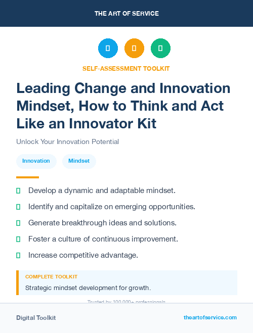 Leading Change and Innovation Mindset, How to Think and Act Like an Innovator Kit