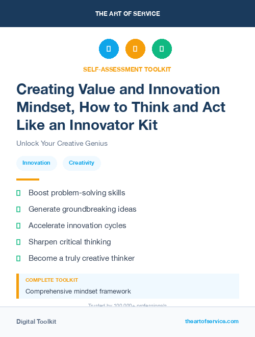 Creating Value and Innovation Mindset, How to Think and Act Like an Innovator Kit