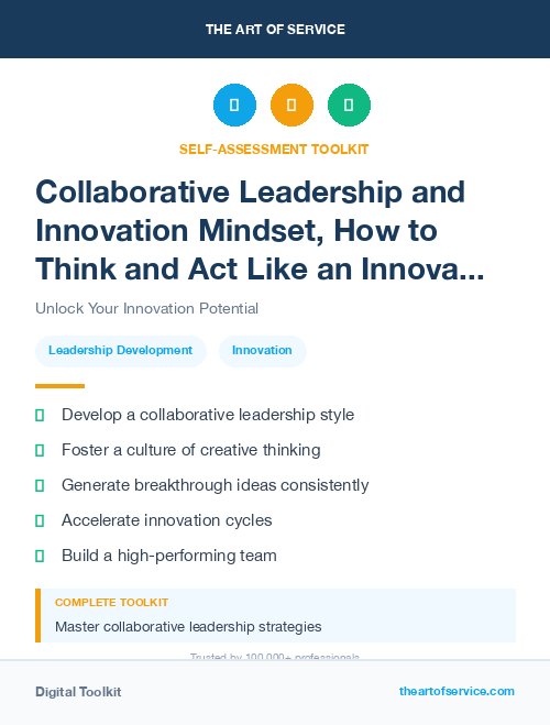 Collaborative Leadership and Innovation Mindset, How to Think and Act Like an Innovator Kit
