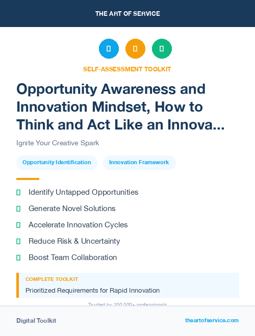 Opportunity Awareness and Innovation Mindset, How to Think and Act Like an Innovator Kit