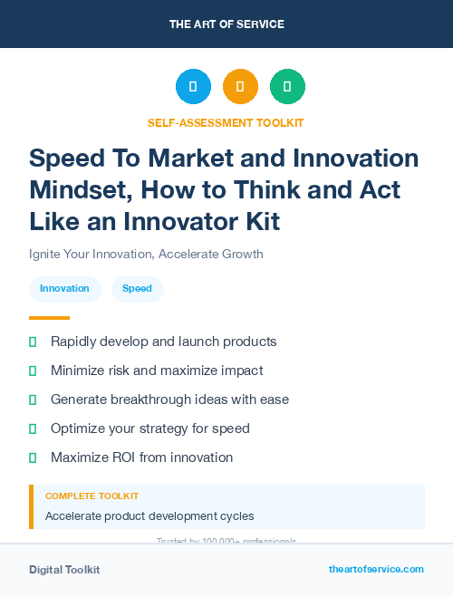 Speed To Market and Innovation Mindset, How to Think and Act Like an Innovator Kit