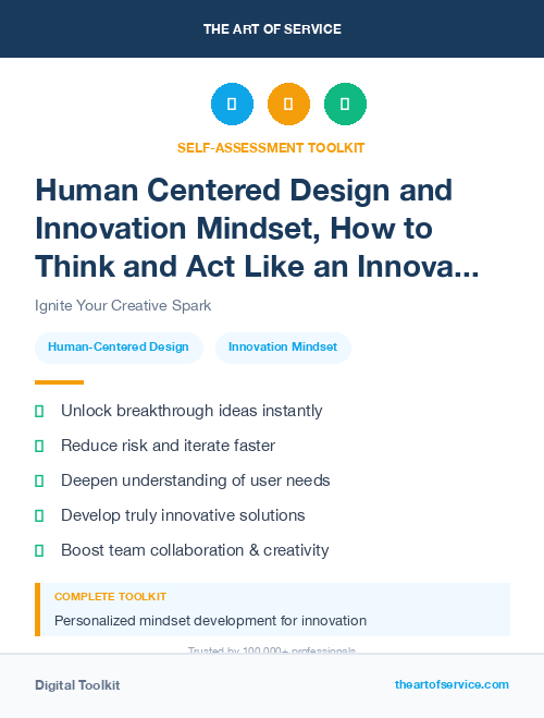 Human Centered Design and Innovation Mindset, How to Think and Act Like an Innovator Kit