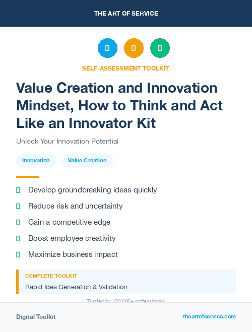 Value Creation and Innovation Mindset, How to Think and Act Like an Innovator Kit