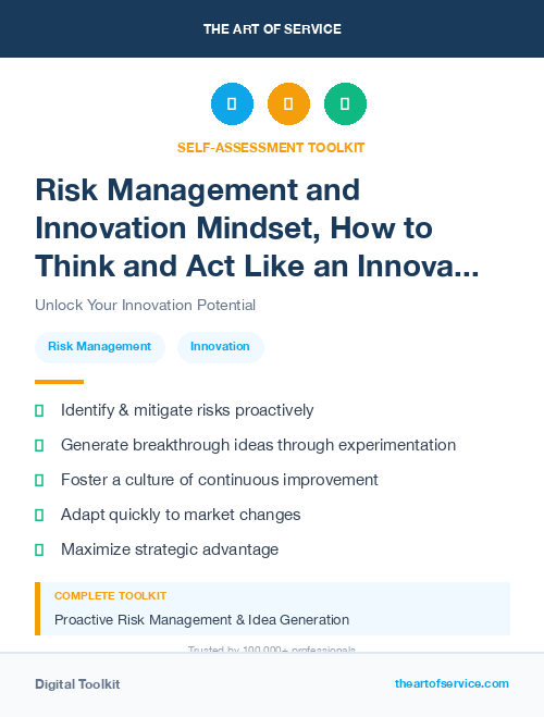 Risk Management and Innovation Mindset, How to Think and Act Like an Innovator Kit