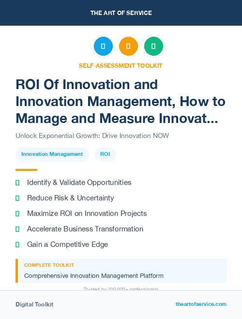 ROI Of Innovation and Innovation Management, How to Manage and Measure Innovation in Your Organization Kit