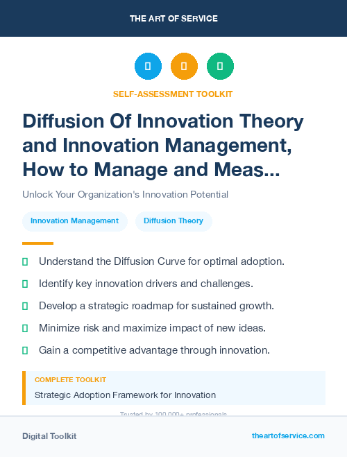 Diffusion Of Innovation Theory and Innovation Management, How to Manage and Measure Innovation in Your Organization Kit