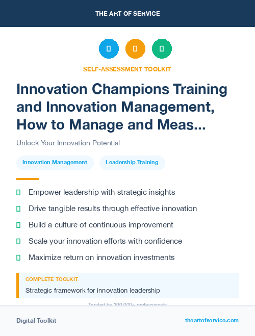 Innovation Champions Training and Innovation Management, How to Manage and Measure Innovation in Your Organization Kit