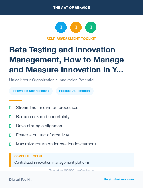 Beta Testing and Innovation Management, How to Manage and Measure Innovation in Your Organization Kit