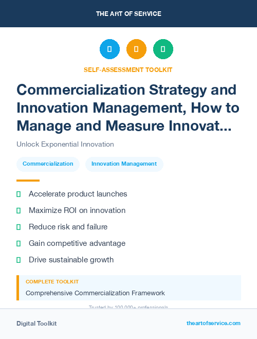 Commercialization Strategy and Innovation Management, How to Manage and Measure Innovation in Your Organization Kit