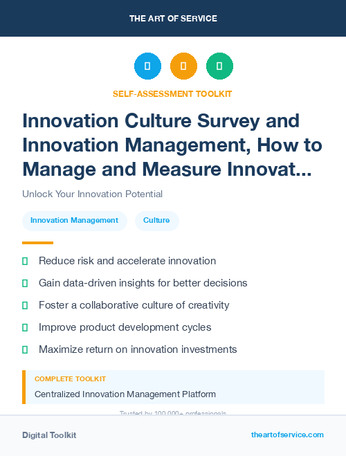Innovation Culture Survey and Innovation Management, How to Manage and Measure Innovation in Your Organization Kit