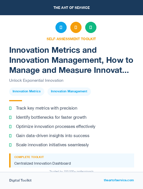 Innovation Metrics and Innovation Management, How to Manage and Measure Innovation in Your Organization Kit