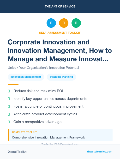Corporate Innovation and Innovation Management, How to Manage and Measure Innovation in Your Organization Kit