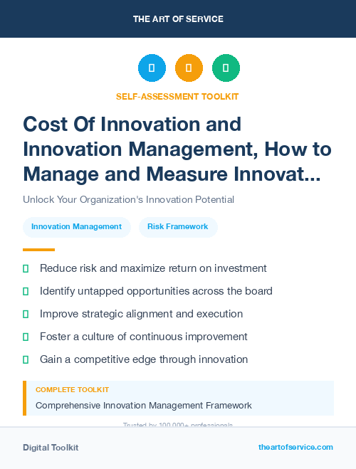 Cost Of Innovation and Innovation Management, How to Manage and Measure Innovation in Your Organization Kit