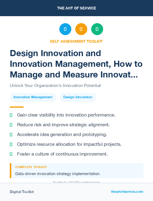 Design Innovation and Innovation Management, How to Manage and Measure Innovation in Your Organization Kit