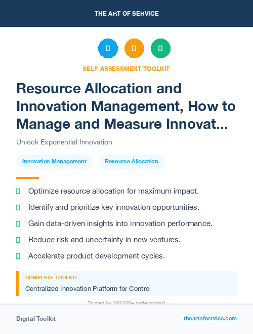 Resource Allocation and Innovation Management, How to Manage and Measure Innovation in Your Organization Kit