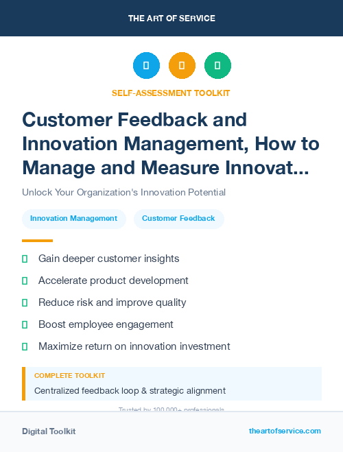 Customer Feedback and Innovation Management, How to Manage and Measure Innovation in Your Organization Kit