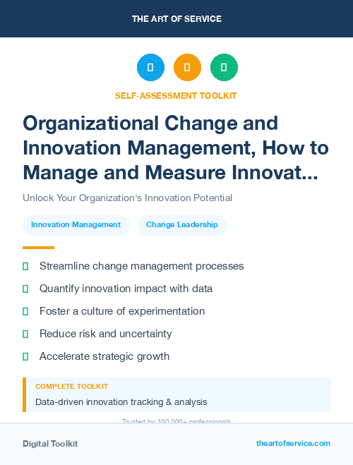 Organizational Change and Innovation Management, How to Manage and Measure Innovation in Your Organization Kit
