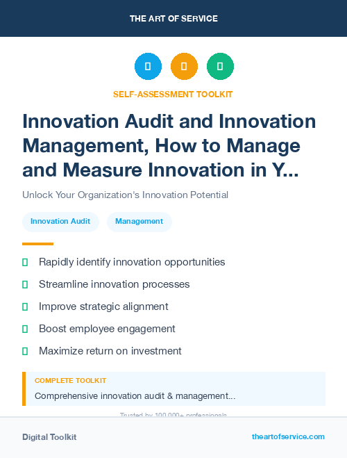 Innovation Audit and Innovation Management, How to Manage and Measure Innovation in Your Organization Kit