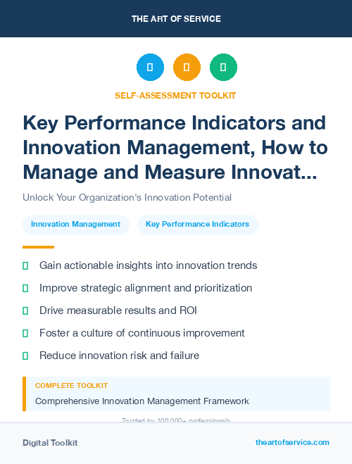 Key Performance Indicators and Innovation Management, How to Manage and Measure Innovation in Your Organization Kit