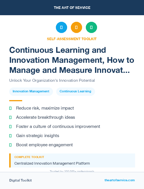 Continuous Learning and Innovation Management, How to Manage and Measure Innovation in Your Organization Kit