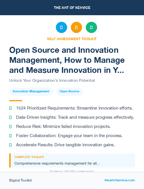 Open Source and Innovation Management, How to Manage and Measure Innovation in Your Organization Kit