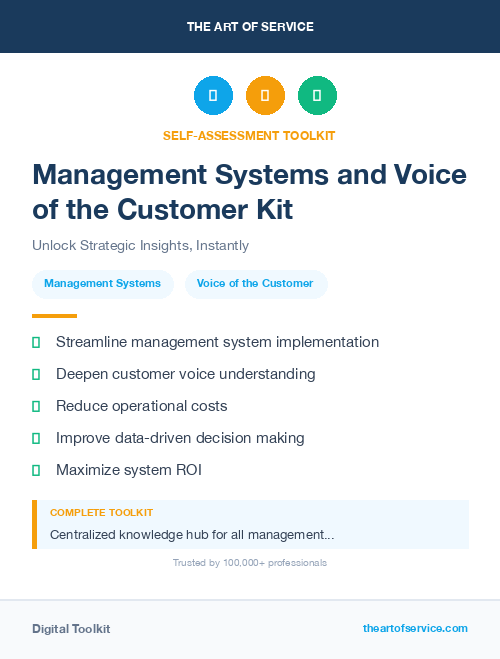 Management Systems and Voice of the Customer Kit