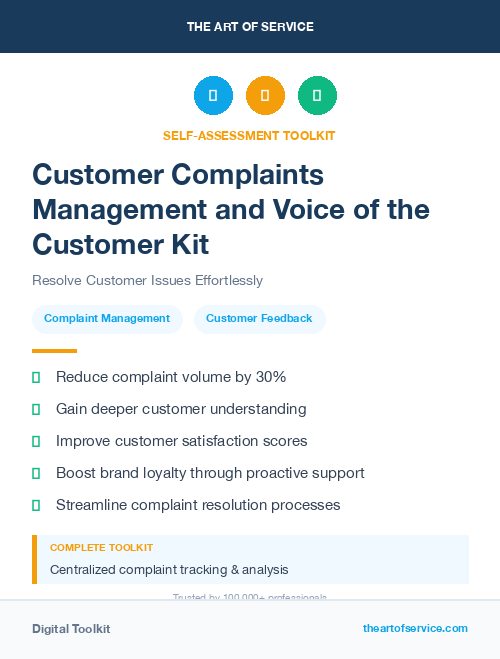 Customer Complaints Management and Voice of the Customer Kit