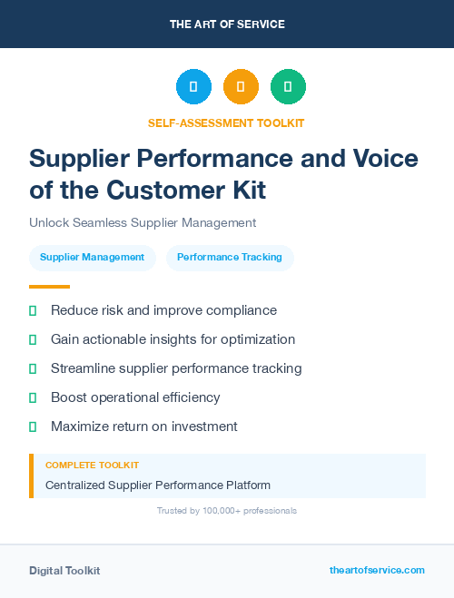 Supplier Performance and Voice of the Customer Kit