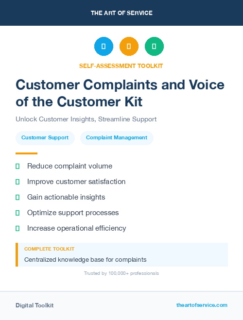 Customer Complaints and Voice of the Customer Kit