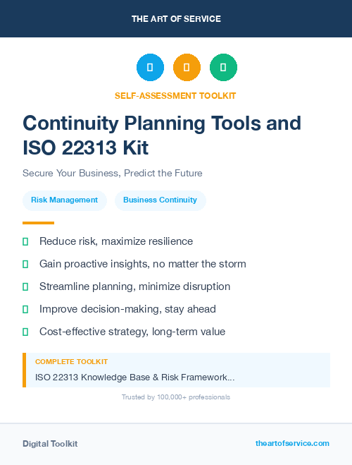 Continuity Planning Tools and ISO 22313 Kit