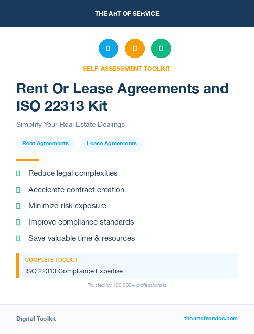 Rent Or Lease Agreements and ISO 22313 Kit