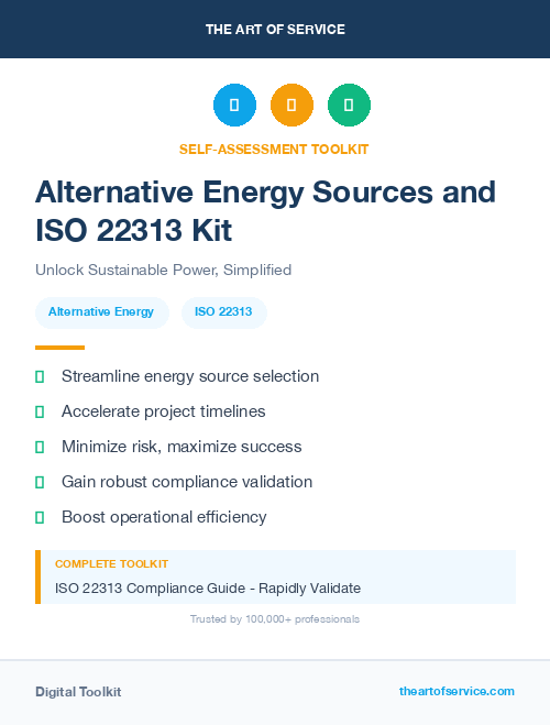 Alternative Energy Sources and ISO 22313 Kit
