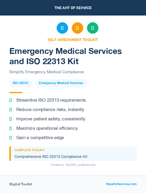 Emergency Medical Services and ISO 22313 Kit