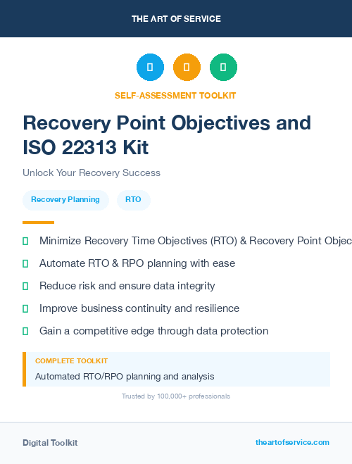 Recovery Point Objectives and ISO 22313 Kit