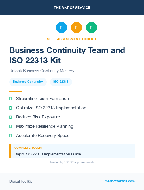 Business Continuity Team and ISO 22313 Kit