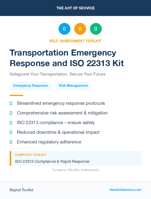Transportation Emergency Response and ISO 22313 Kit