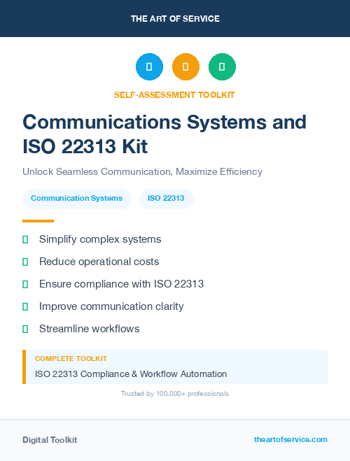 Communications Systems and ISO 22313 Kit