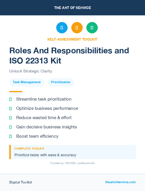 Roles And Responsibilities and ISO 22313 Kit