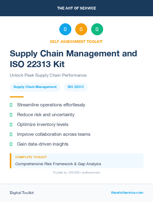 Supply Chain Management and ISO 22313 Kit