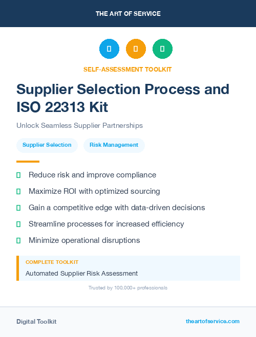 Supplier Selection Process and ISO 22313 Kit