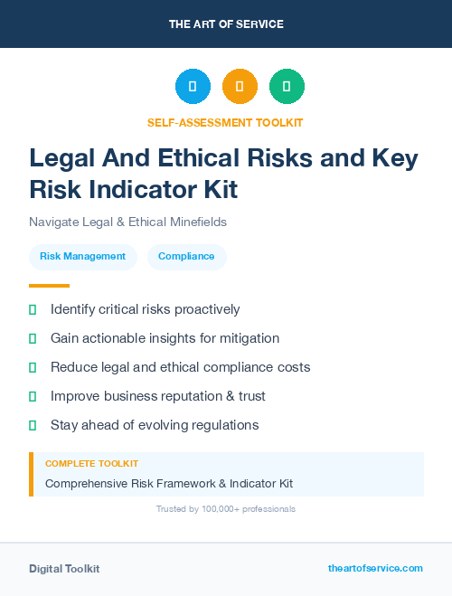 Legal And Ethical Risks and Key Risk Indicator Kit