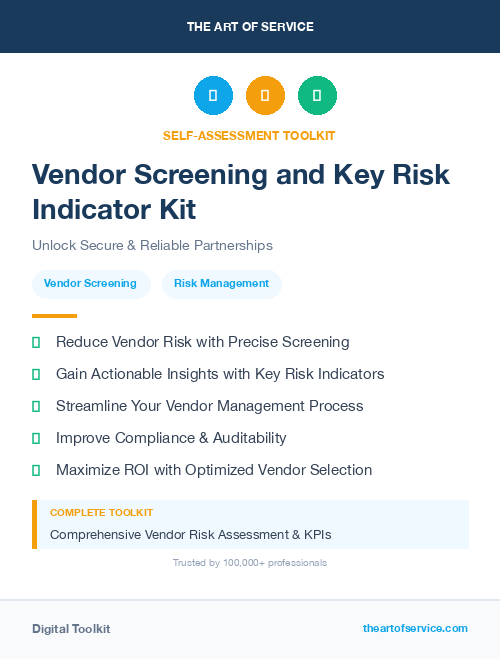 Vendor Screening and Key Risk Indicator Kit