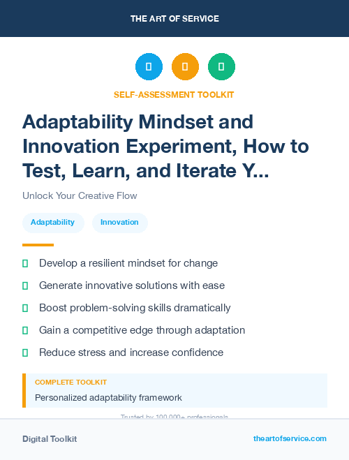 Adaptability Mindset and Innovation Experiment, How to Test, Learn, and Iterate Your Way to Success Kit