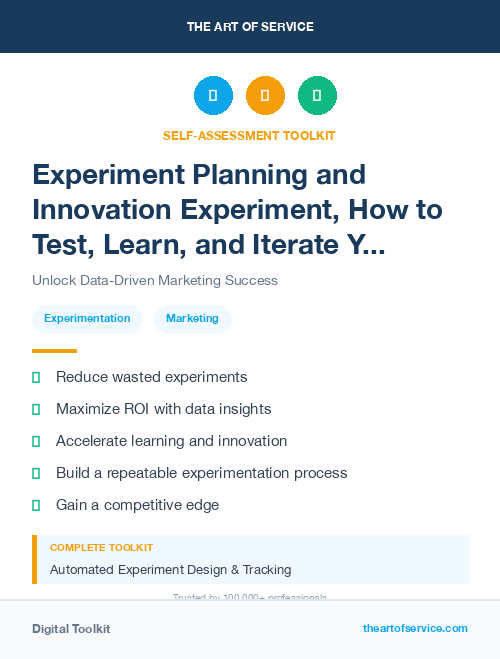 Experiment Planning and Innovation Experiment, How to Test, Learn, and Iterate Your Way to Success Kit