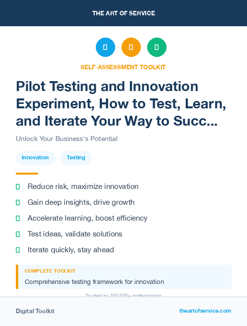 Pilot Testing and Innovation Experiment, How to Test, Learn, and Iterate Your Way to Success Kit